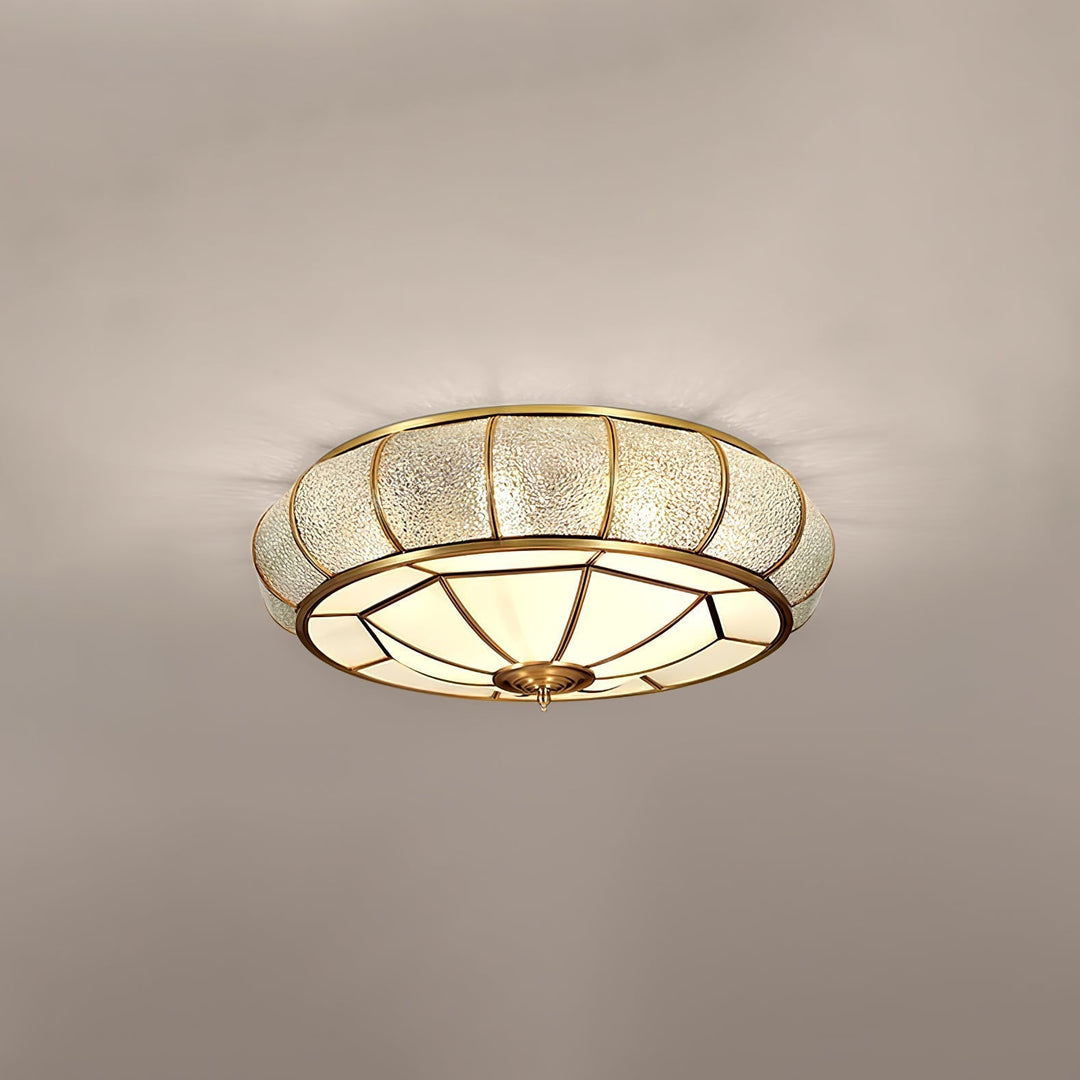 Okrąła szklana lampa sufitowa z teksturą