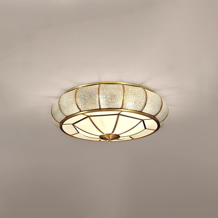 Okrąła szklana lampa sufitowa z teksturą