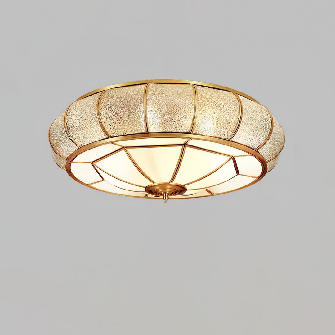 Okrąła szklana lampa sufitowa z teksturą