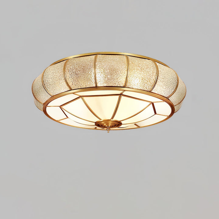Okrąła szklana lampa sufitowa z teksturą