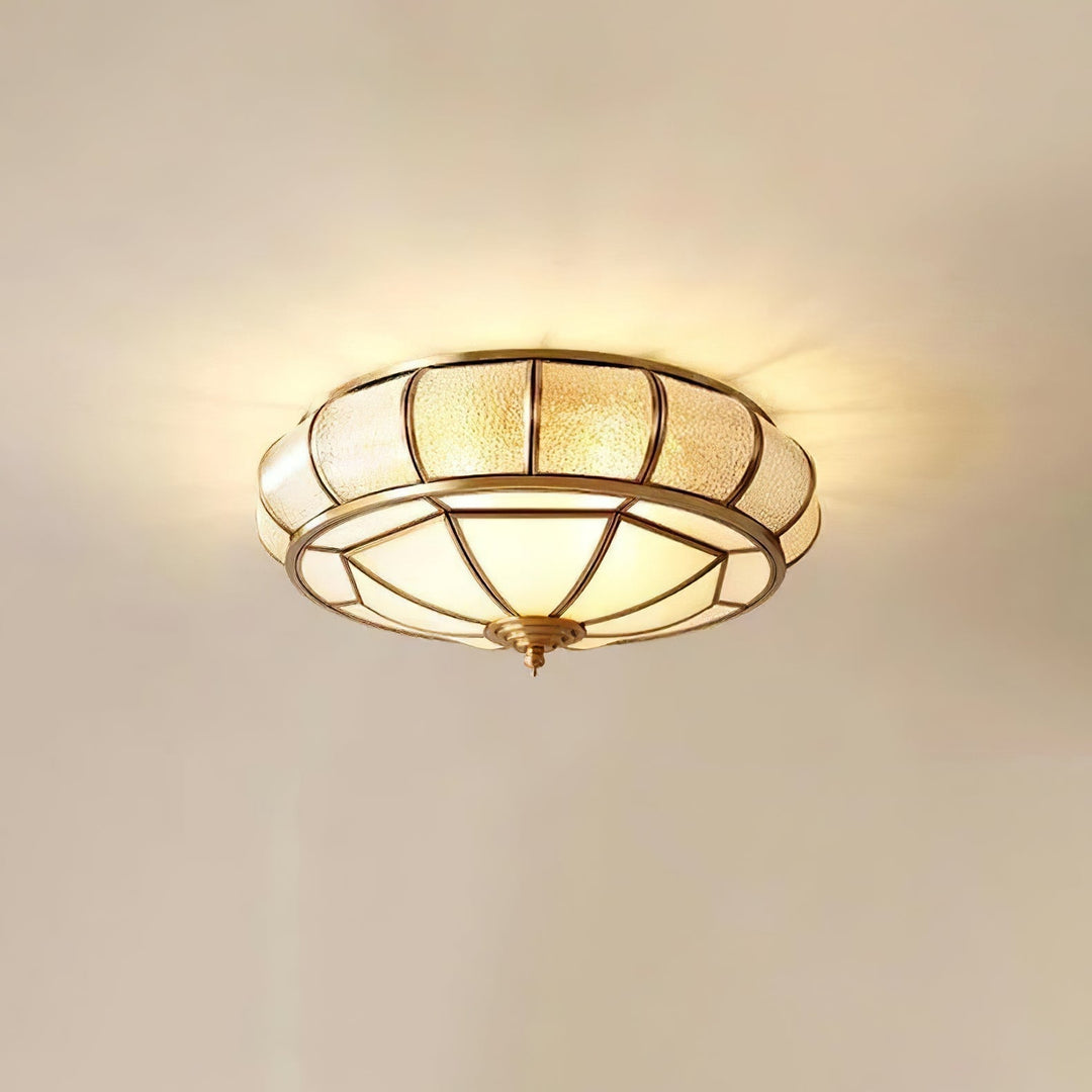 Okrąła szklana lampa sufitowa z teksturą