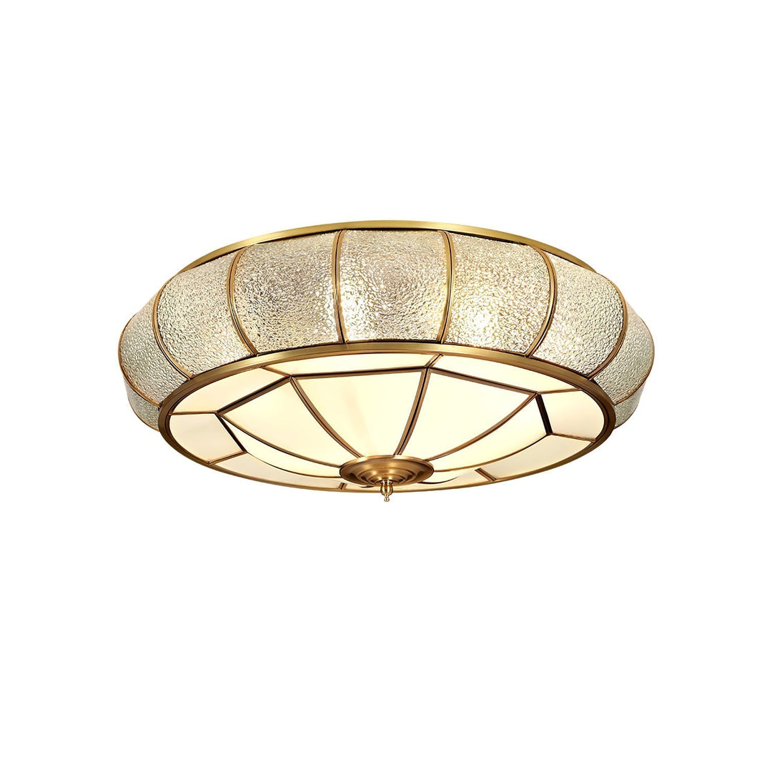 Okrąła szklana lampa sufitowa z teksturą