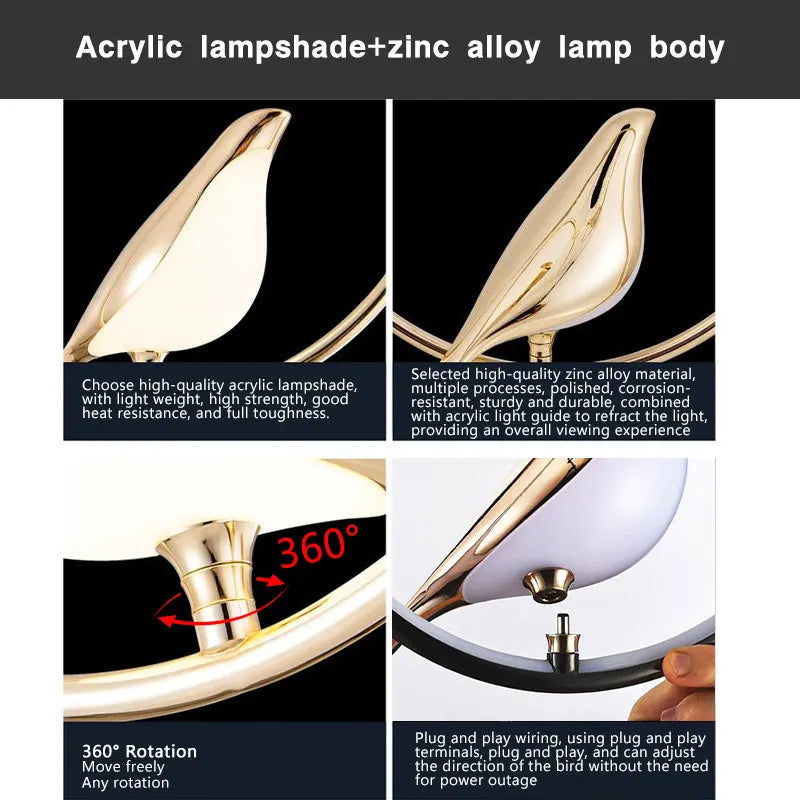 Lampa Wisząca LED Ekstrawagancka „Magpie” – Nowoczesny Design z Motywem Ptaka