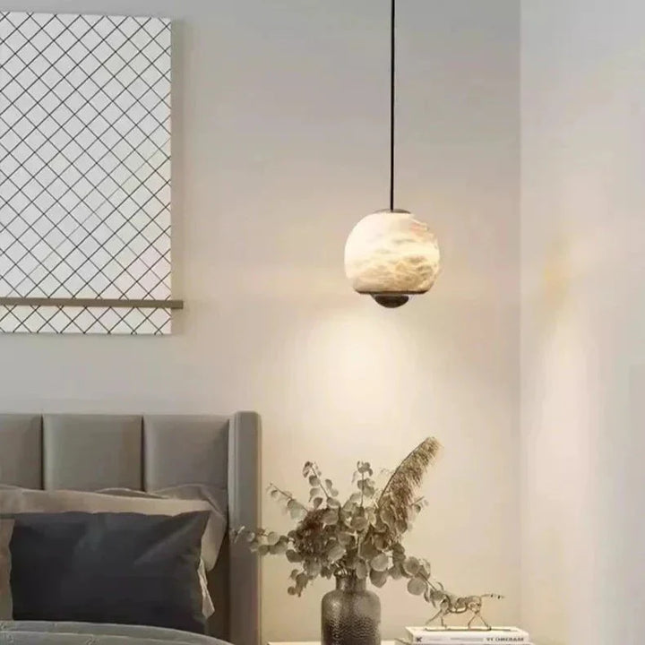 Nordycka Marmurowa Lampa Wisząca z Alabastru