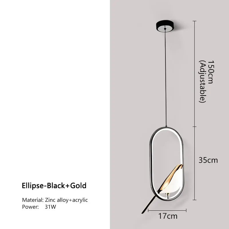 Lampa Wisząca LED Ekstrawagancka „Magpie” – Nowoczesny Design z Motywem Ptaka
