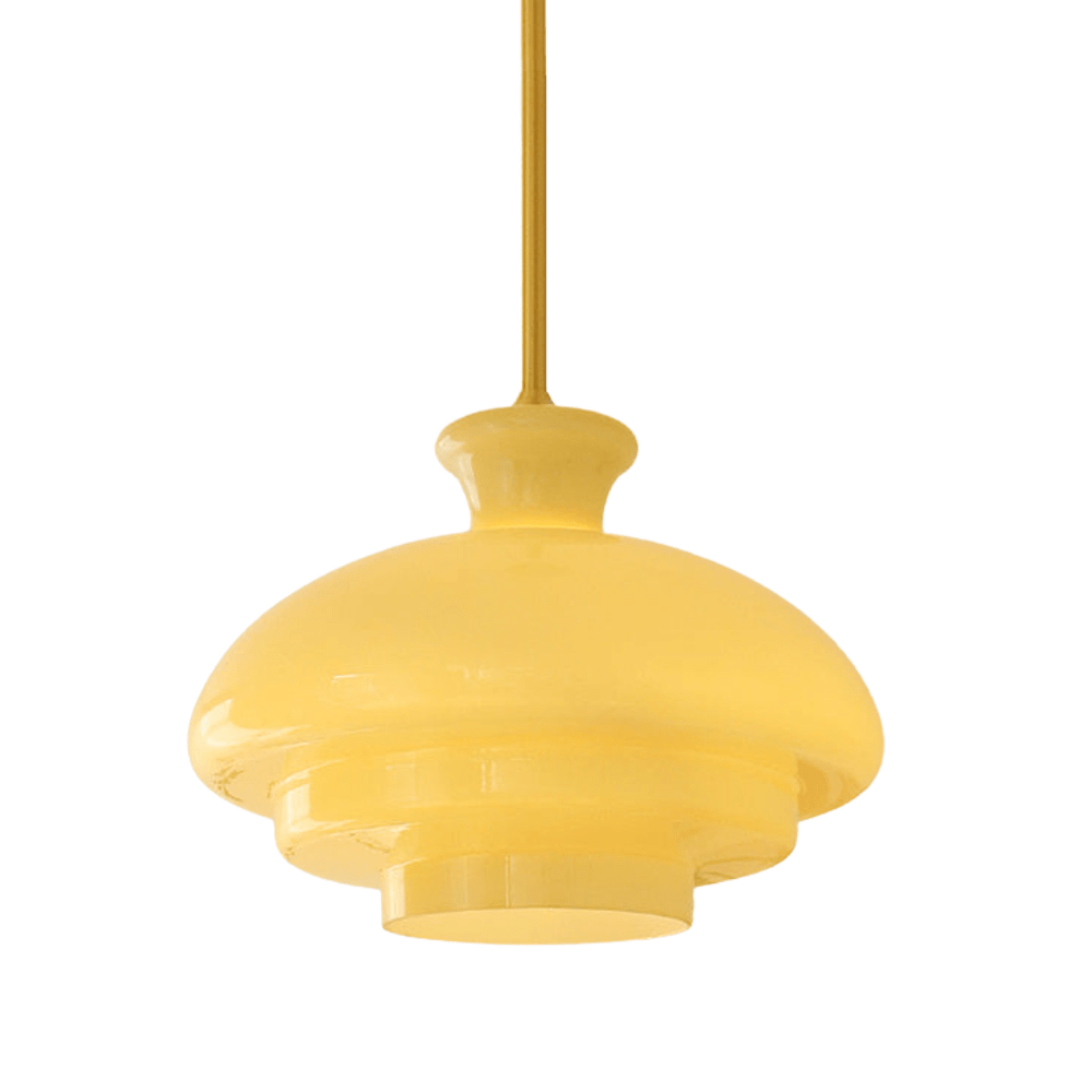 Lampa wisząca Bauhaus z bursztynowego szkła