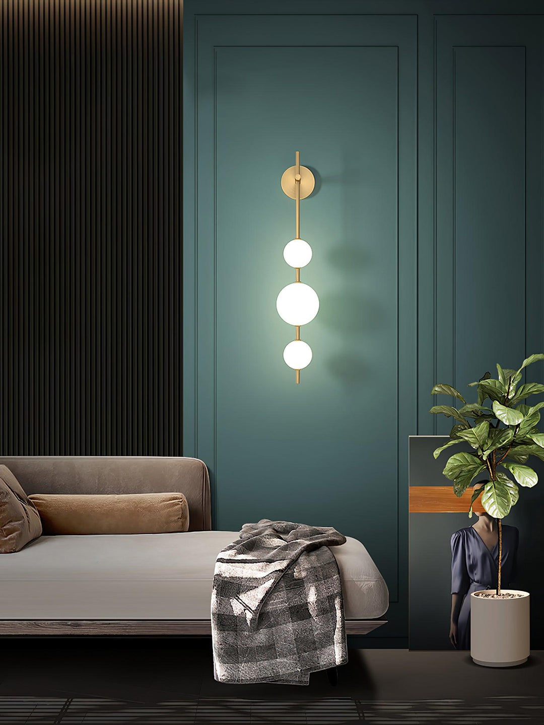 Pionowa Lampa Ścienna z Szklanym Kule
