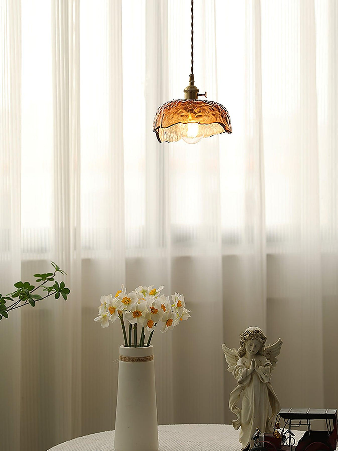 Vintage brązowa szklana lampa wisząca