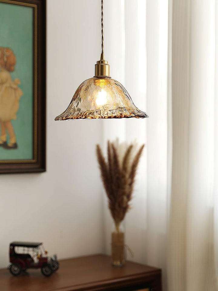 Vintage brązowa szklana lampa wisząca
