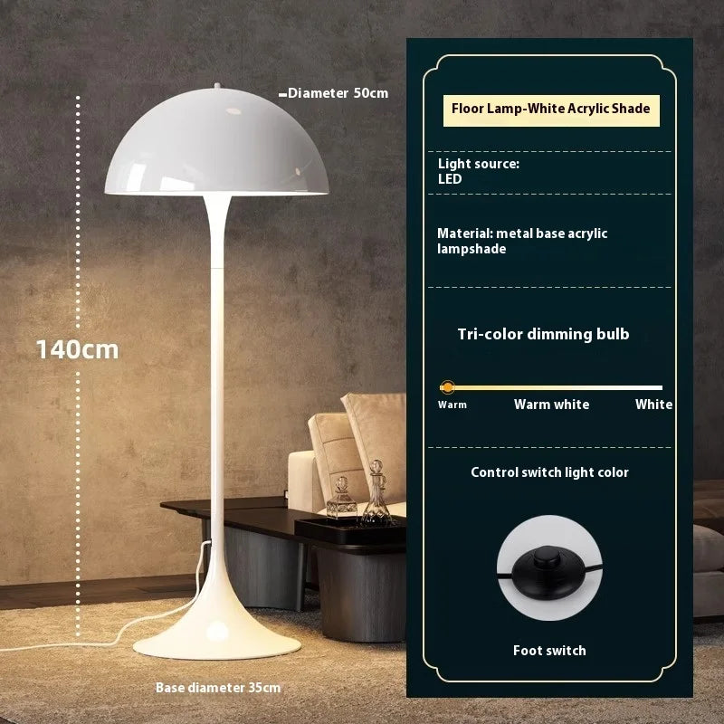 Skandynawska duńska designowa lampa podłogowa LED w kształcie grzyba