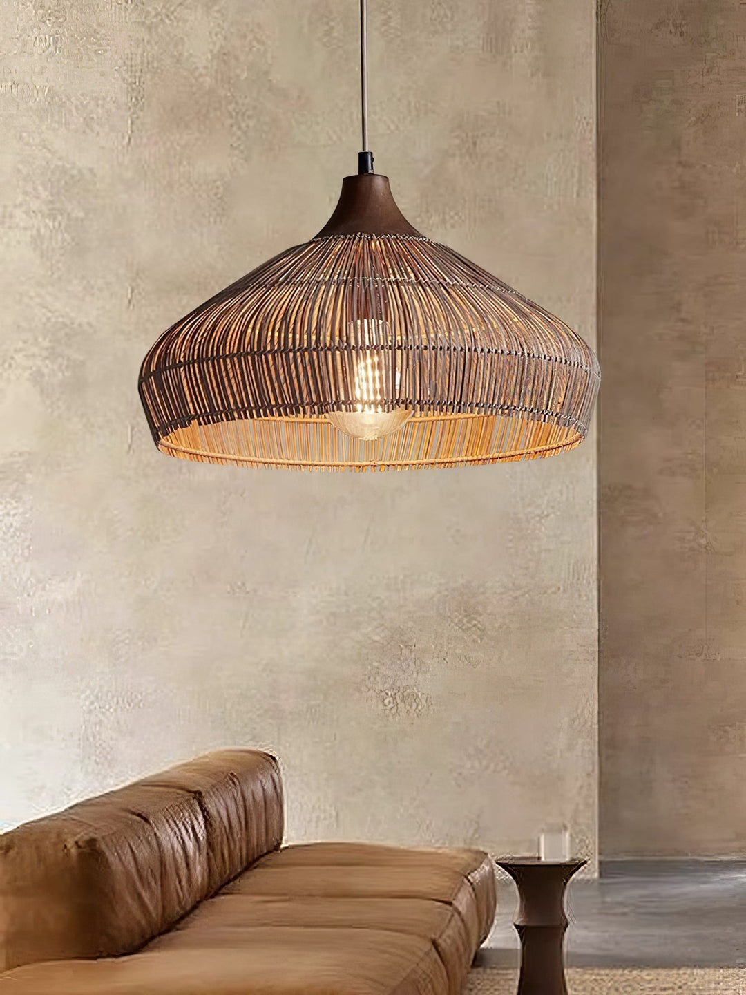 Lampa wisząca z rattanu