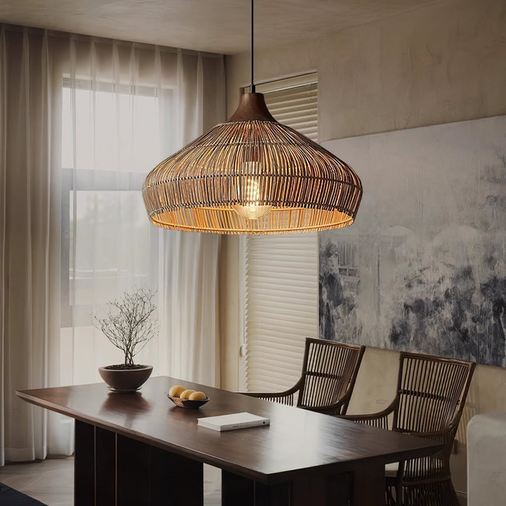 Lampa wisząca z rattanu