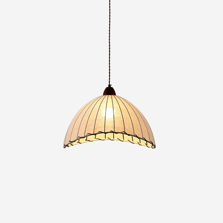 Lampa wisząca z drewna i tkaniny