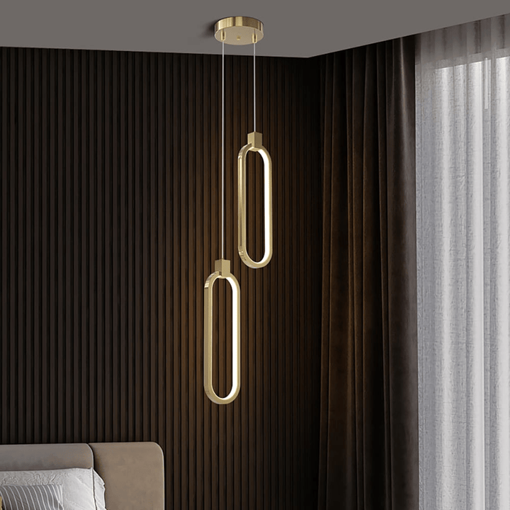 Lampa Wisząca 2-Świecowa Okrągła Złota Mosiężna