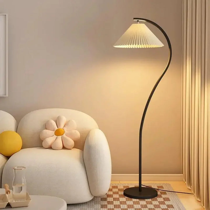 Nowoczesna lampa podłogowa LED z tkaniny