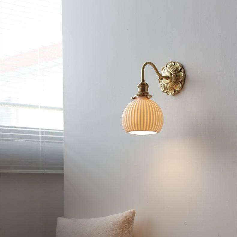 Mosiężna ceramiczna lampa ścienna