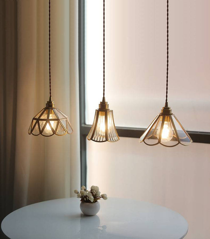 Mosiężna szklana lampa wisząca