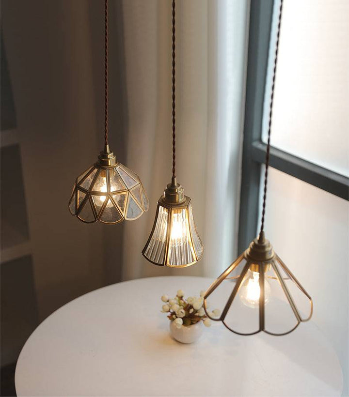 Mosiężna szklana lampa wisząca