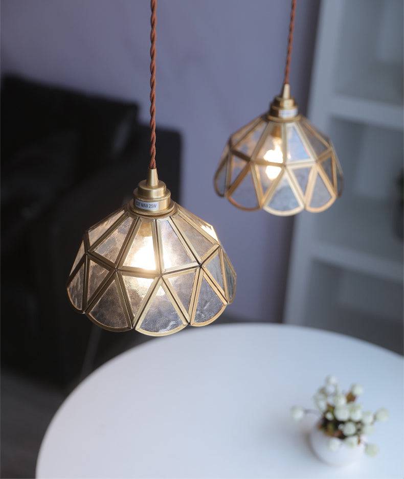Mosiężna szklana lampa wisząca