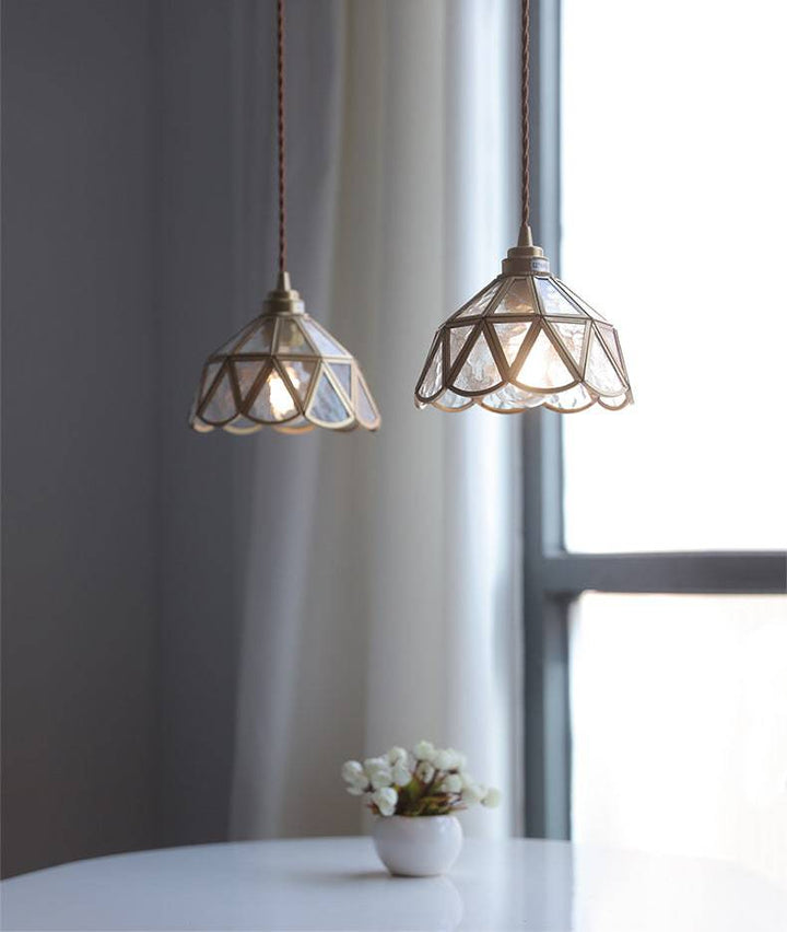Mosiężna szklana lampa wisząca