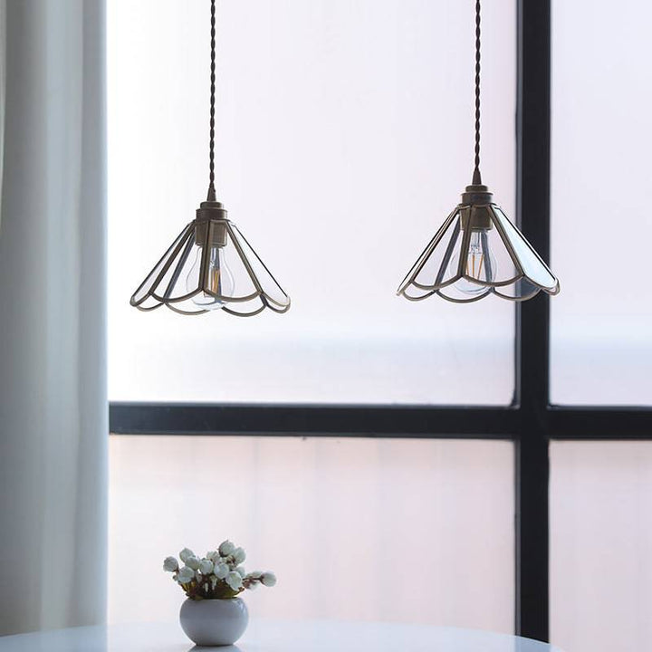 Mosiężna szklana lampa wisząca
