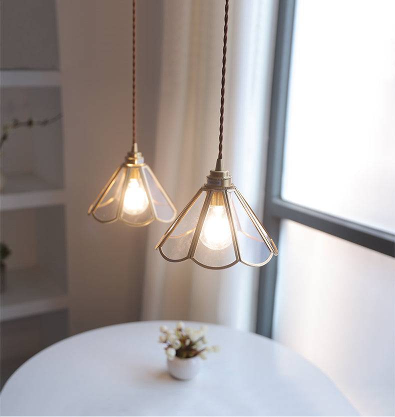 Mosiężna szklana lampa wisząca
