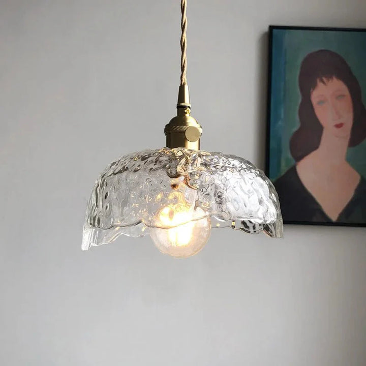 Nieregularna lampa wisząca z mosiężnego szkła