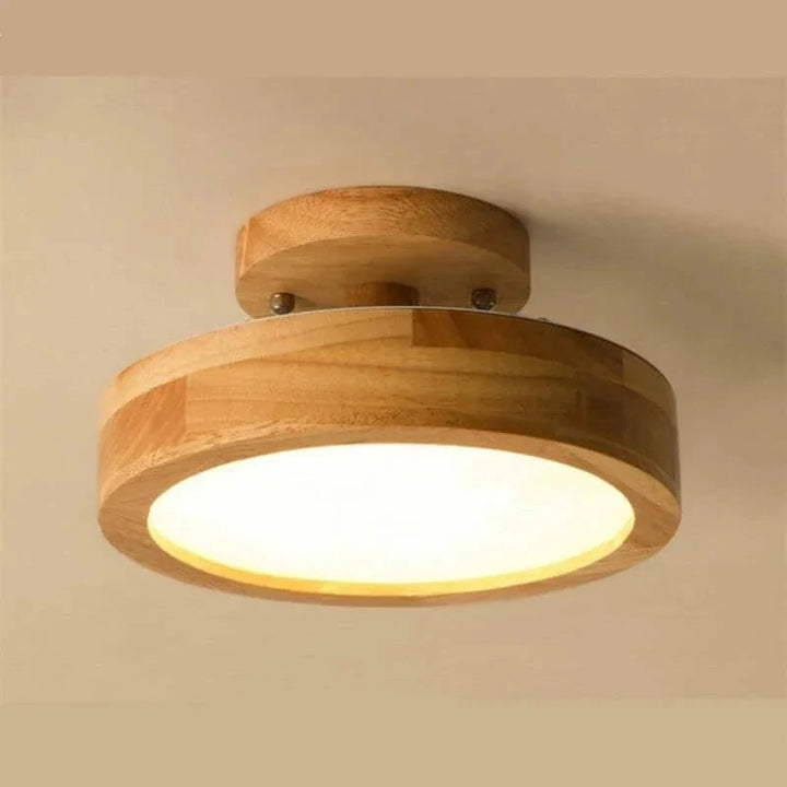 Drewniana Okrągła Lampa sufitowa