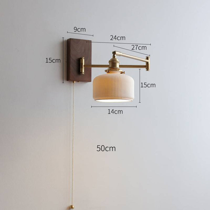 Kremowa Lampa Ścienna z Drewnianą Płytą