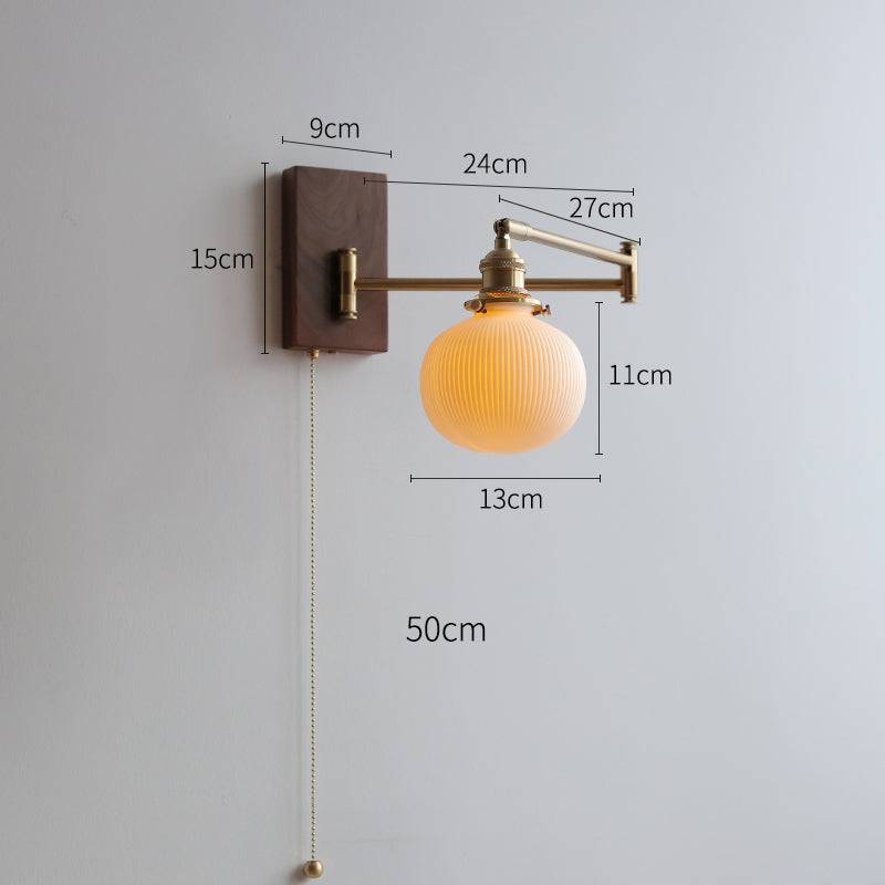 Kremowa Lampa Ścienna z Drewnianą Płytą
