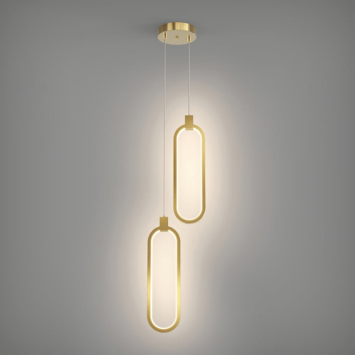 Lampa Wisząca 2-Świecowa Okrągła Złota Mosiężna