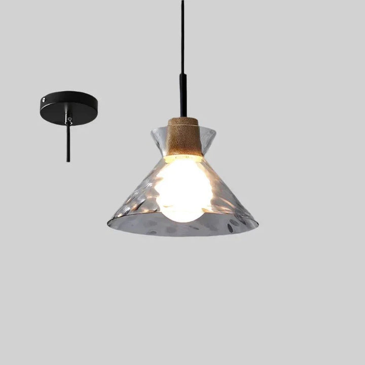 Lampa wisząca Art Ripple szklana lampa wisząca z drewna