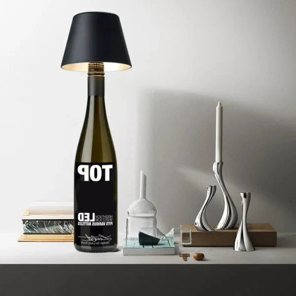 DIY ładowalna lampa stołowa w kształcie butelki wina