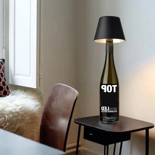 DIY ładowalna lampa stołowa w kształcie butelki wina