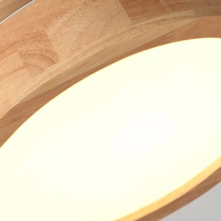 Drewniana Okrągła Lampa sufitowa