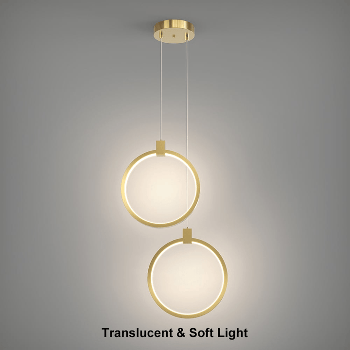 Lampa Wisząca 2-Świecowa Okrągła Złota Mosiężna