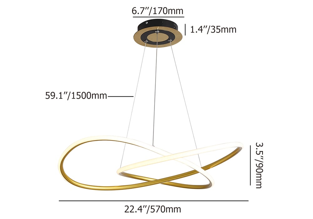 Minimalistyczna Złota Lampa Wisząca LED