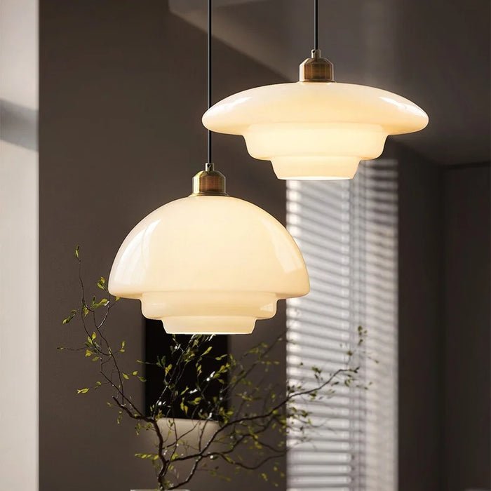 Biała Szklana Lampa Wisząca