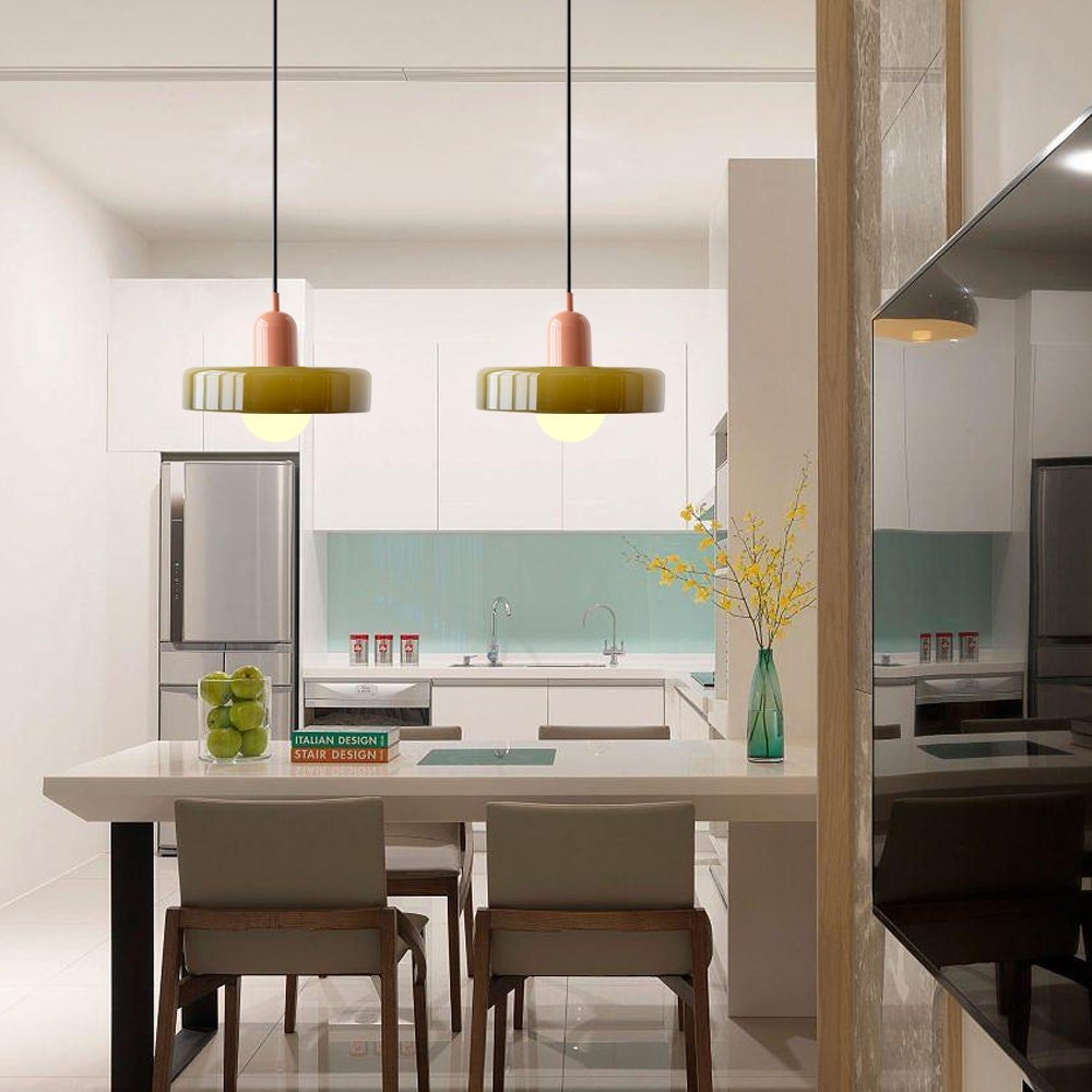 Lampa wisząca Bauhaus z kolorowego szkła
