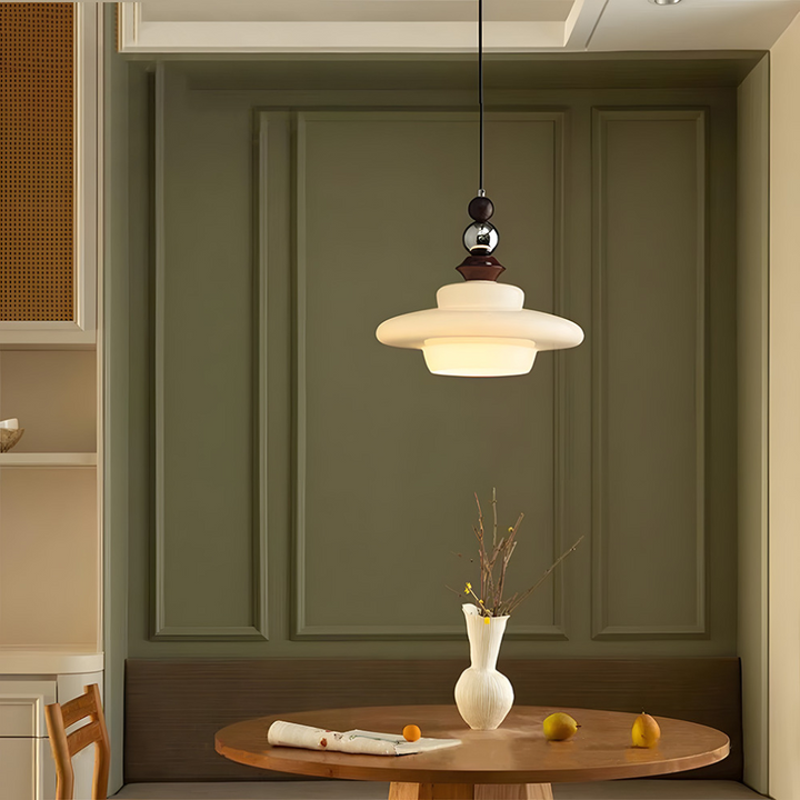 Lampa wisząca do jadalni w stylu średniowiecznym, szklana, beżowa