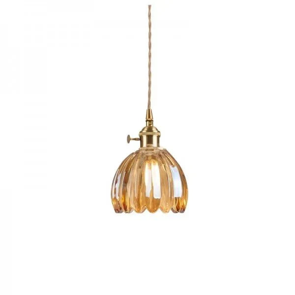 Japońska Retro Szklana Lampa Wisząca w Kształcie Kwiatu