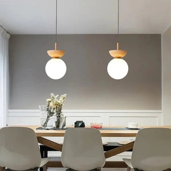 Skandynawska lampa wisząca z pół drewna