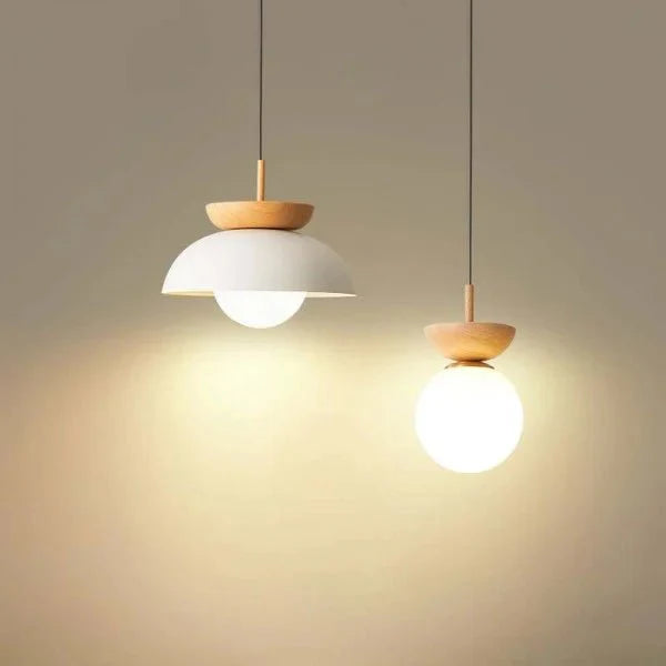 Skandynawska lampa wisząca z pół drewna