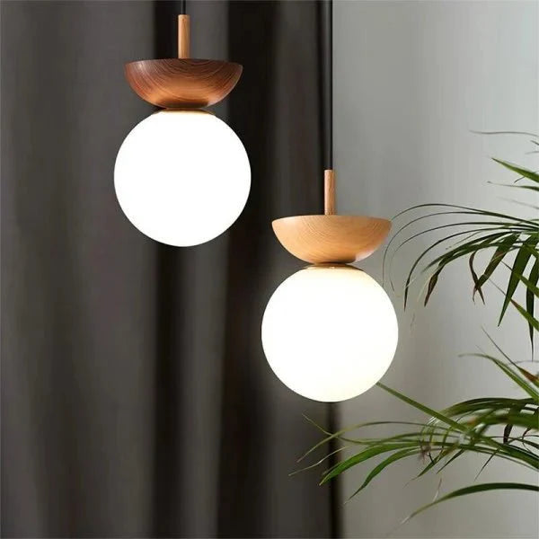 Skandynawska lampa wisząca z pół drewna
