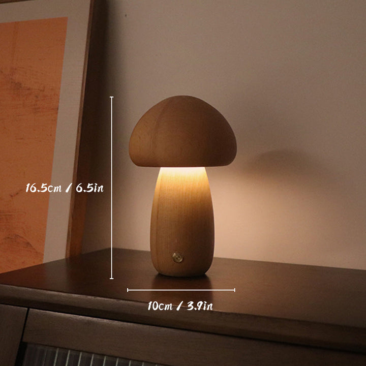 Ładowalna Drewniana Lampa Grzybowa