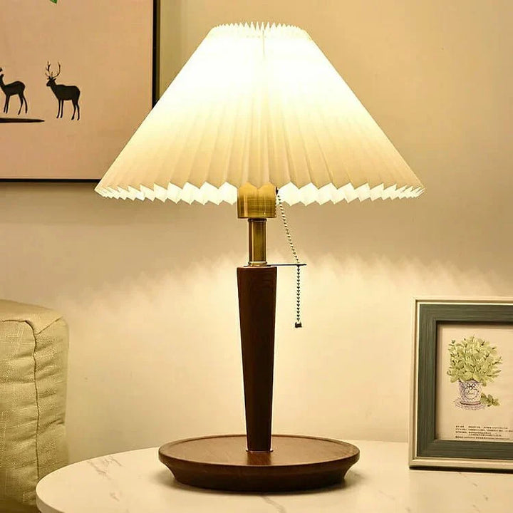 Vintage Złożona Drewniana Lampa Stołowa