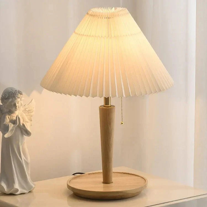 Vintage Złożona Drewniana Lampa Stołowa