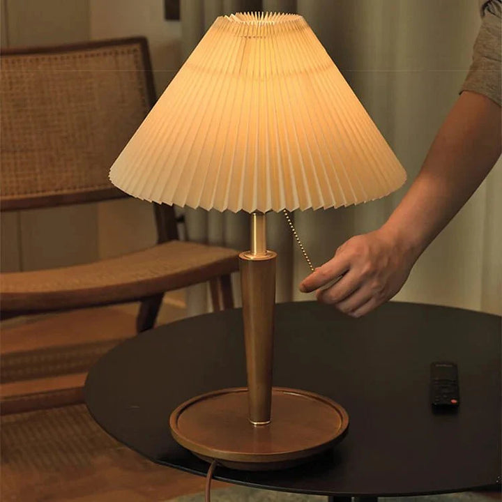 Vintage Złożona Drewniana Lampa Stołowa