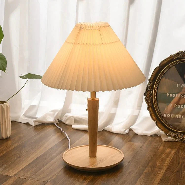 Vintage Złożona Drewniana Lampa Stołowa