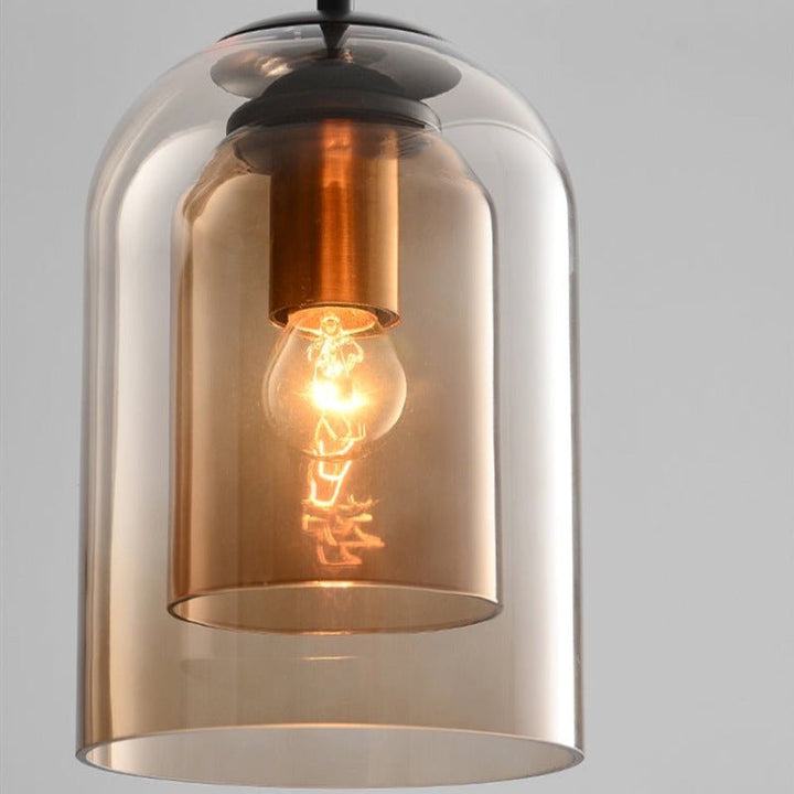 Lampa wisząca Mica w stylu mid-century z podwójnym szkłem